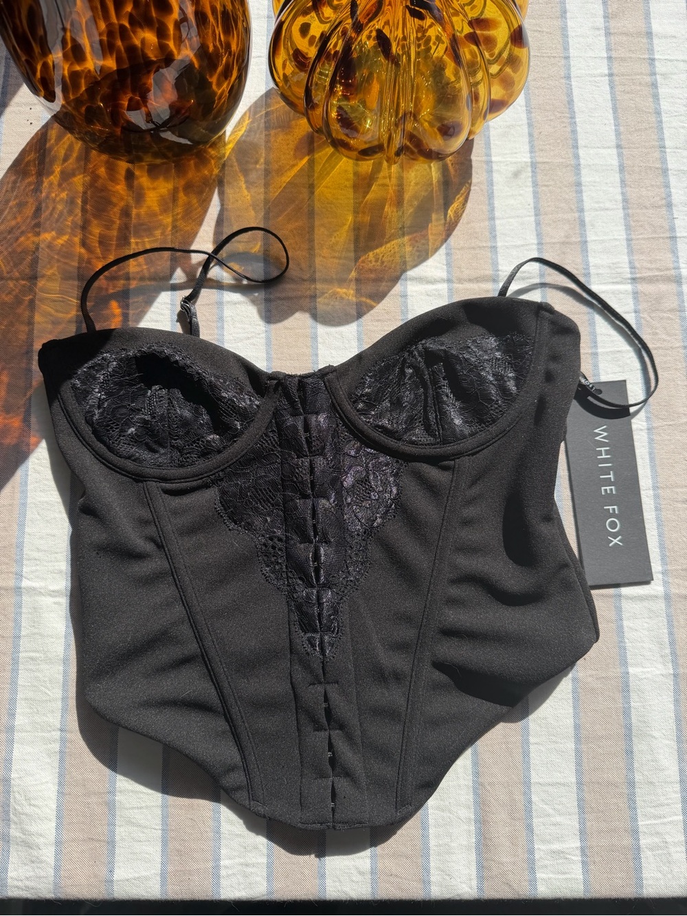 White Fox Boutique Black Lace Bustier Top